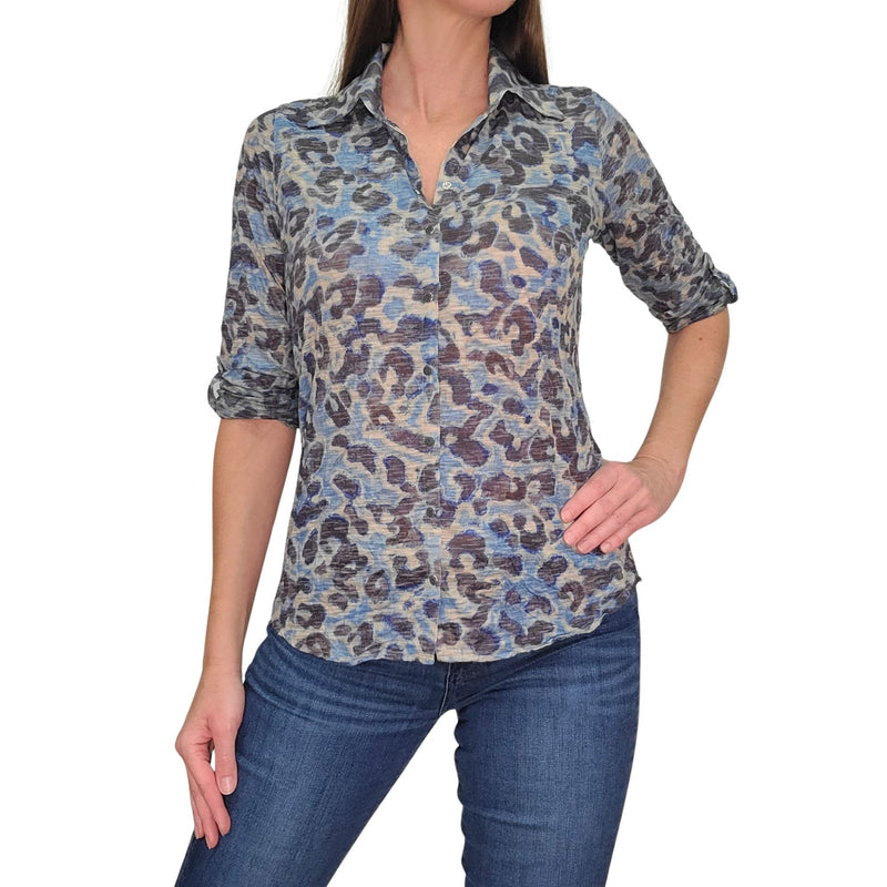 David Cline Yasmin Roll Up Sleeve Top - Nickel