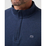 TravisMathew Cloud Quarter Zip 2.0 Pullover Sweater - Heather Blue