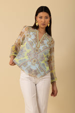 Hale Bob Renata Long Sleeve Top - Turquoise