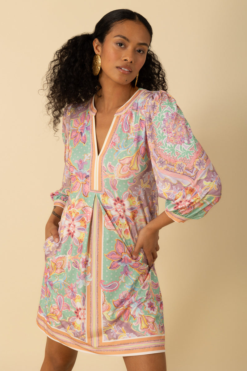 Hale Bob Anne 3/4 Sleeve Dress - Green