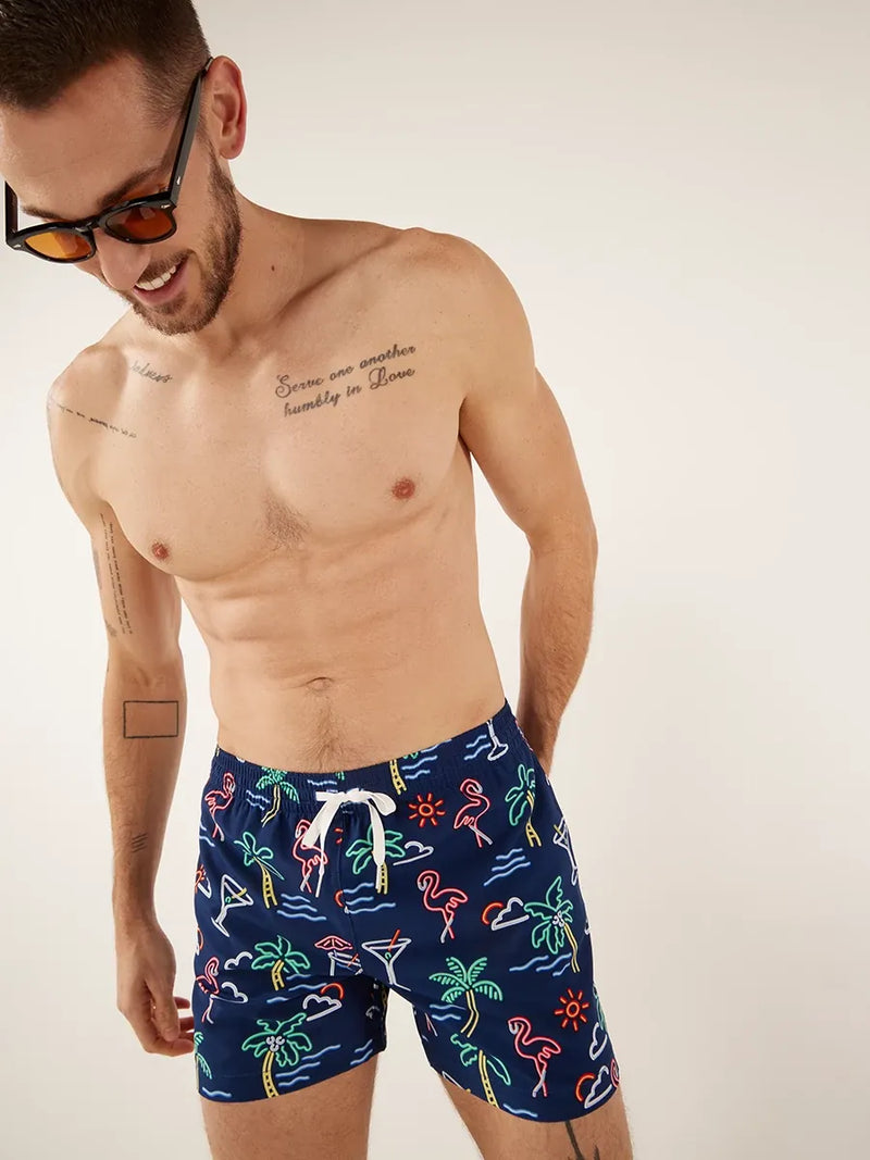 Chubbies 5.5-Inch The Neon Lights Swim Trunks - Navy