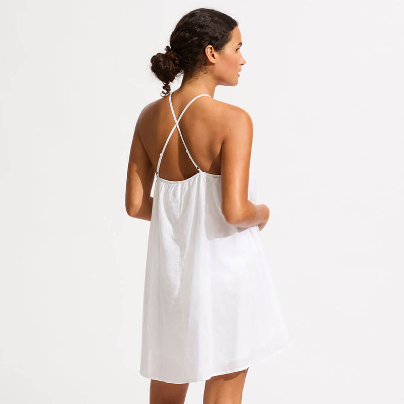 Seafolly Garden Party Fleur Halter Mini Dress Cover Up - White