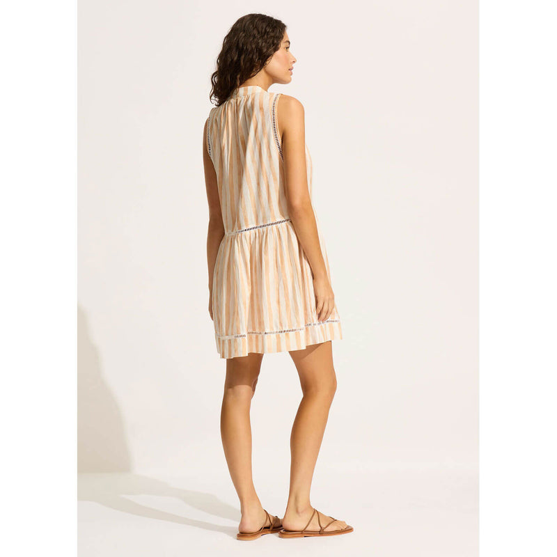 Seafolly Beach Edit Ladder Stripe Dress Cover Up - Ecru