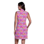 IBKUL Women's Allana Sleeveless Zip Mock Dress - Allana Hot Pink Multi