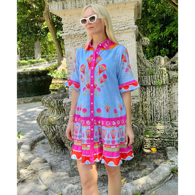 Islapayal Lisbon Dress - Lotus - Blue - Linen