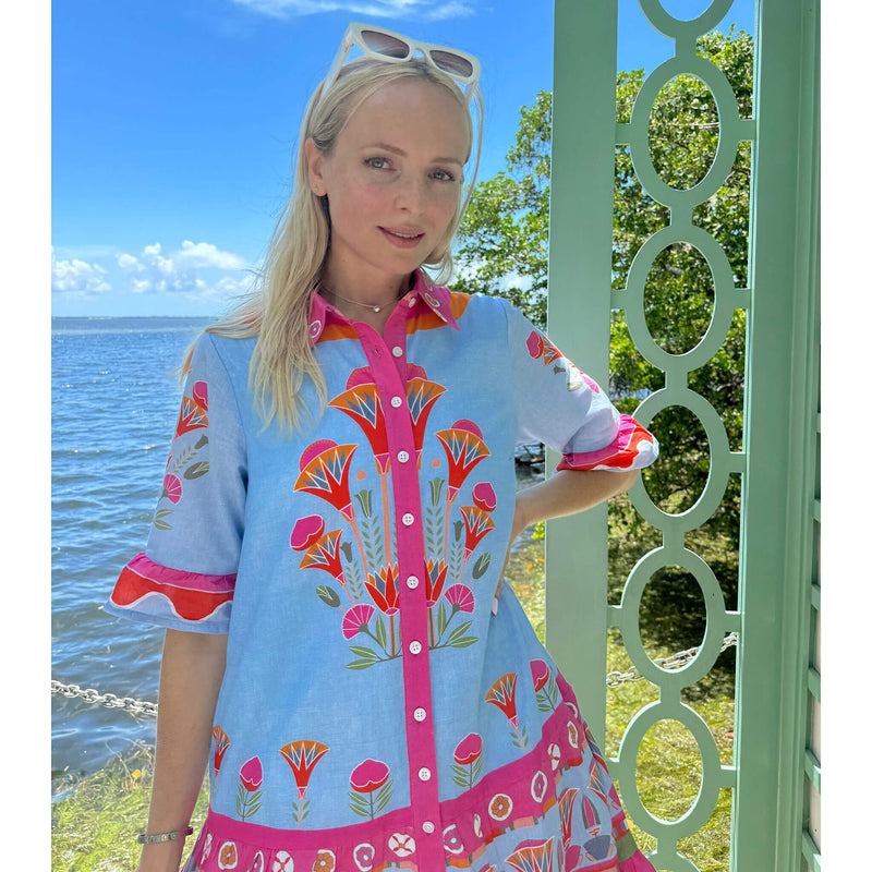 Islapayal Lisbon Dress - Lotus - Blue - Linen