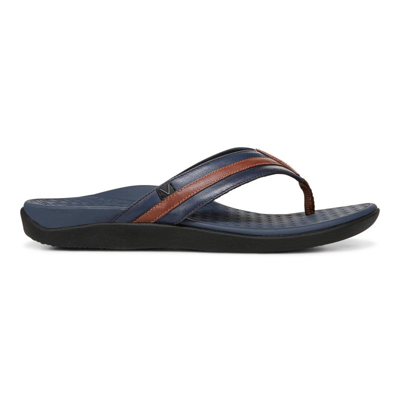 Vionic Men's Tide II Sandals - Navy Brown Leather