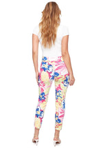 UP! Maui Petal-Slit Techno Ankle Pant - Multi-Colored Floral Maui Print