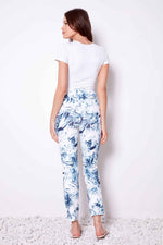 UP! Rio Soft Stream Ankle Pant - Blue & White Tropical Rio Print