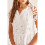 Tribal Lined Eyelet Dress - White