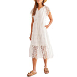 Tribal Lined Eyelet Dress - White