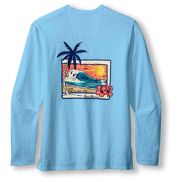 Tommy Bahama Sunrise Surf Lux Long Sleeve T-Shirt - Aqua Ice