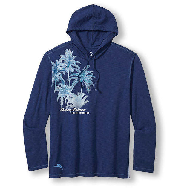 Tommy Bahama Frond Of The Jungle Lux Hoodie Long Sleeve T-Shirt - Island Navy
