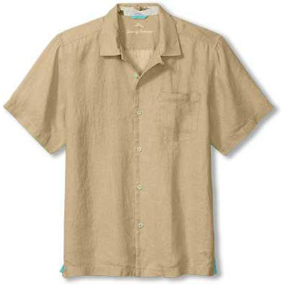 Tommy Bahama Sea Glass Linen Short Sleeve Camp Shirt - Natural