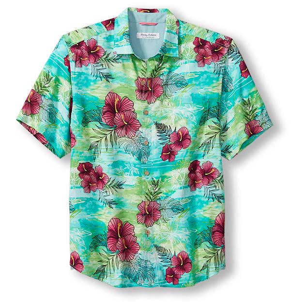 Tommy Bahama Veracruz Cay Fresco Blooms Camp Shirt - Spectra Green