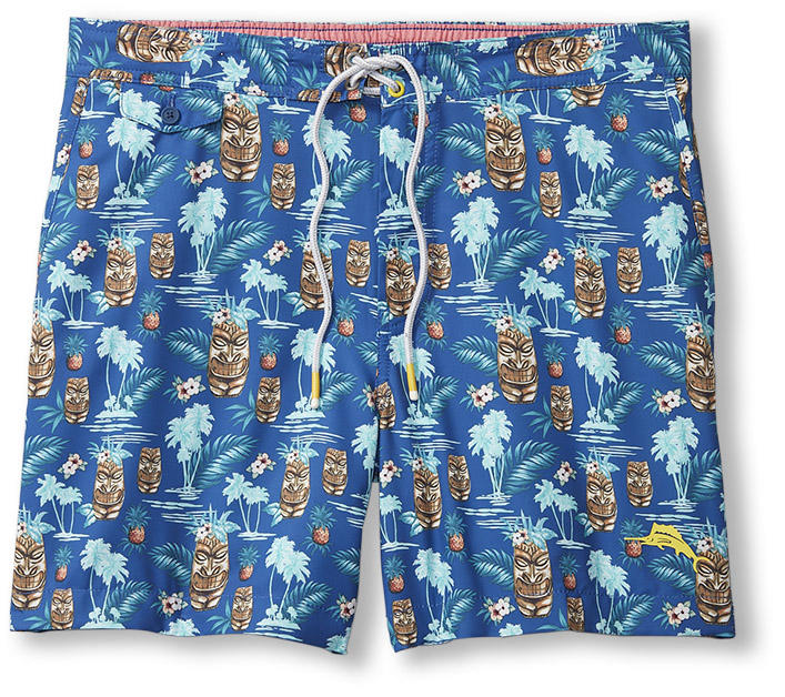 Tommy Bahama 6-Inch Rialto Tiki Tropics Swim Trunks - Cobalt Haze