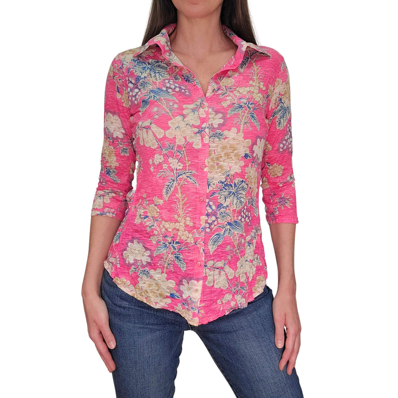 David Cline Lena 3/4 Sleeve Top - Peony