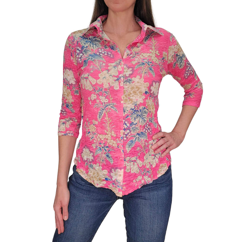 David Cline Lena 3/4 Sleeve Top - Peony