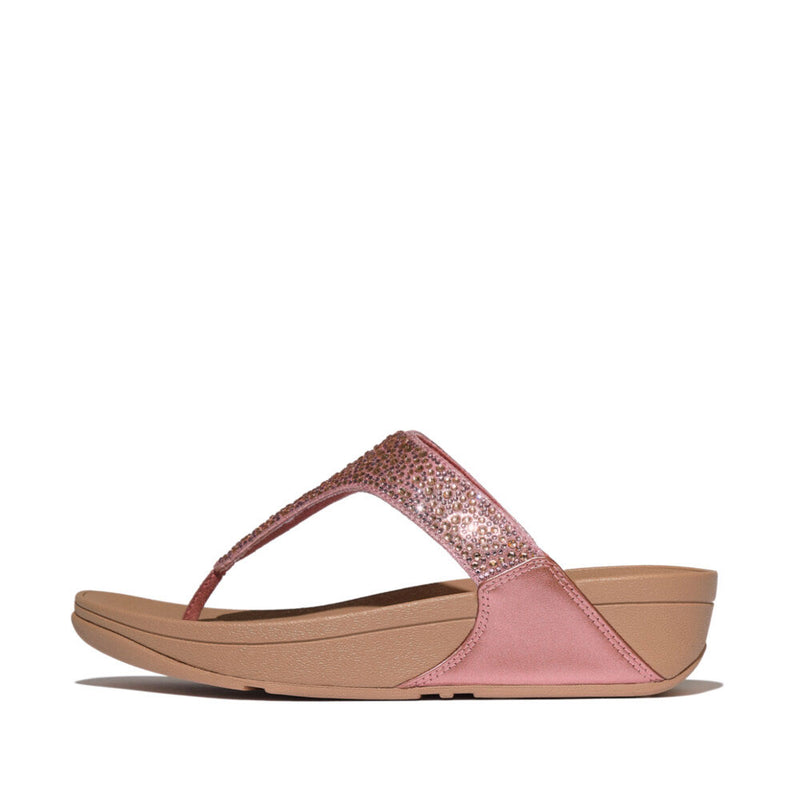 FitFlop Lulu Crystal-Mix Metallic Toe-Post Sandals in Metallic