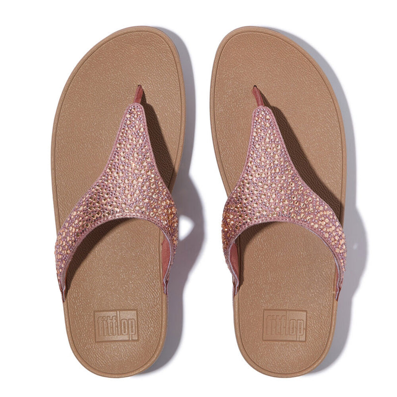 FitFlop Lulu Crystal-Mix Metallic Toe-Post Sandals in Metallic
