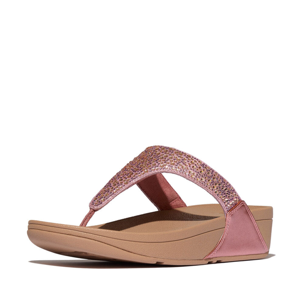 FitFlop Lulu Crystal-Mix Metallic Toe-Post Sandals in Metallic