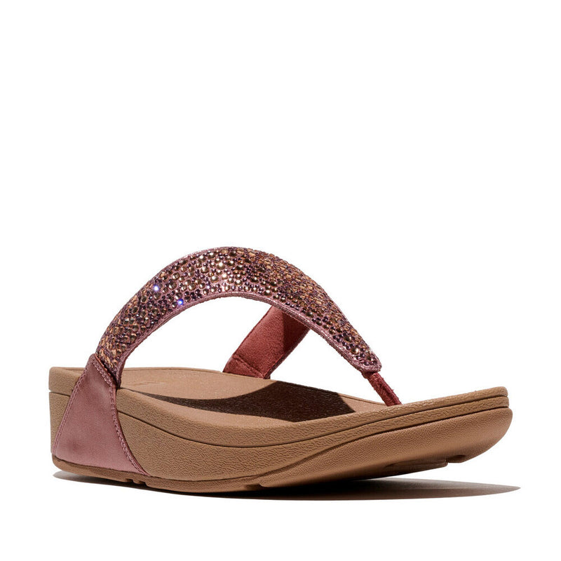 ルルです FitFlop Lulu Crystal-Mix Metallic Toe-Post Sandals in Metallic