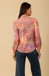 Hale Bob Anya V-Neck Long Sleeve Top - Pink