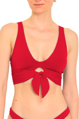 Robin Piccone Ava Over Shoulder Bikini Top - Fiery Red