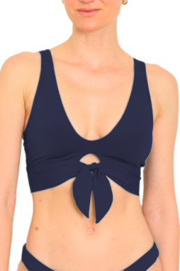 Robin Piccone Ava Over Shoulder Bikini Top - Navy