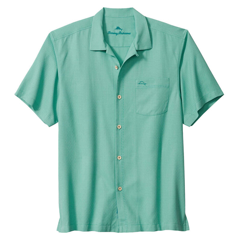 Tommy Bahama Big & Tall Coastal Breeze Check Camp Shirt - Blue Freeze