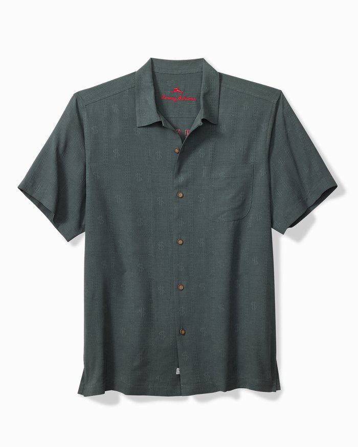 Tommy Bahama Men's Big & Tall King Of The Jungle Embroidered Silk Camp Shirt - Wire Rim