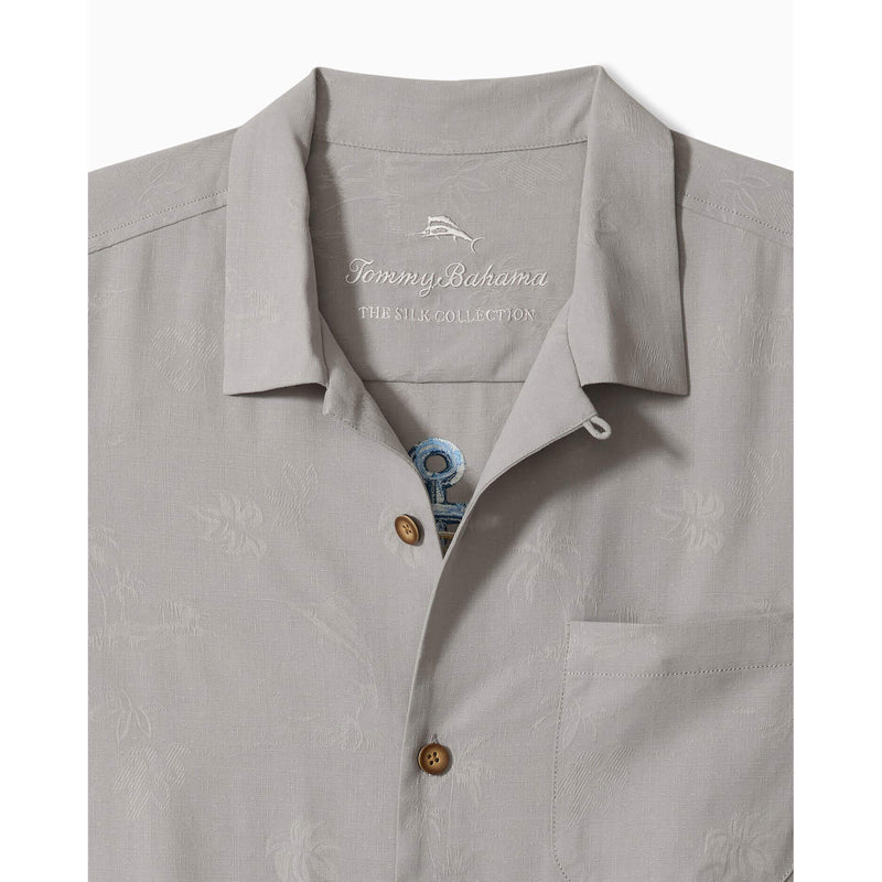 Tommy Bahama Men's Big & Tall Anchor Management Embroidered Silk Camp Shirt - Ultimate Gray