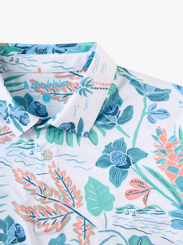 Chubbies The Brush and Shrub Performance Polo Shirt - Optic White - Pattern Base (Includes Plaids)