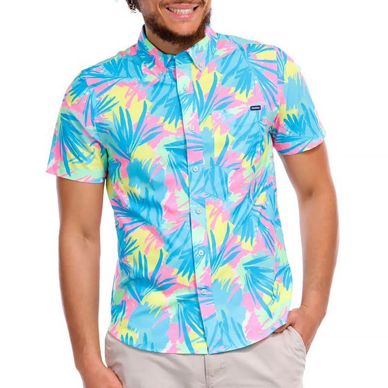 Chubbies The Plant Be Tamed Short Sleeve Sport Shirt - Turquoise/Aqua