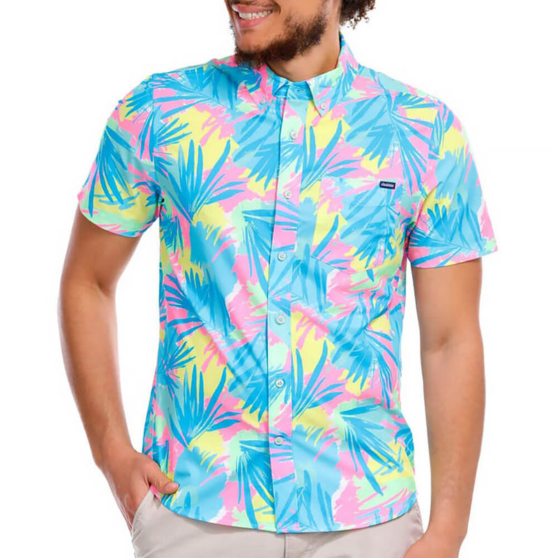 Chubbies The Plant Be Tamed Short Sleeve Sport Shirt - Turquoise/Aqua