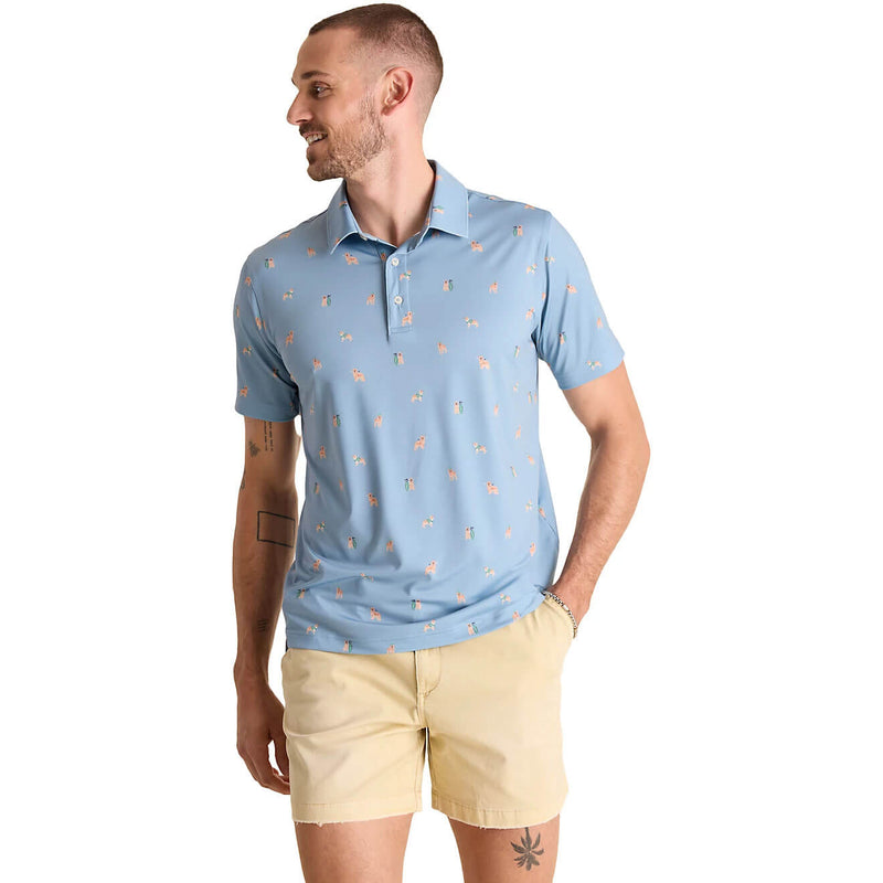 Chubbies The Barkin' Up the Wrong Tree Performance Polo Shirt - Dusty Blue