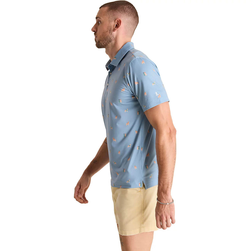 Chubbies The Barkin' Up the Wrong Tree Performance Polo Shirt - Dusty Blue