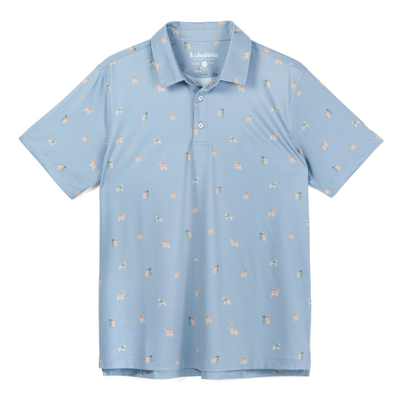 Chubbies The Barkin' Up the Wrong Tree Performance Polo Shirt - Dusty Blue