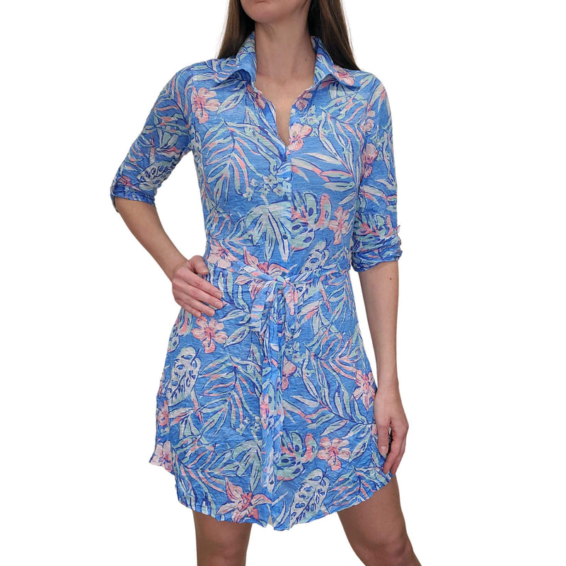 David Cline Shirt Dress - Turquoise