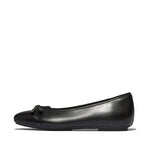 FitFlop Delicato Glitz-Bow Leather Ballet Flats - Black