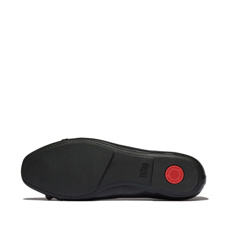 FitFlop Delicato Glitz-Bow Leather Ballet Flats - Black