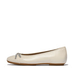 FitFlop Delicato Glitz-Bow Leather Ballet Flats - Paris Beige