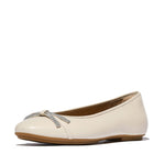 FitFlop Delicato Glitz-Bow Leather Ballet Flats - Paris Beige