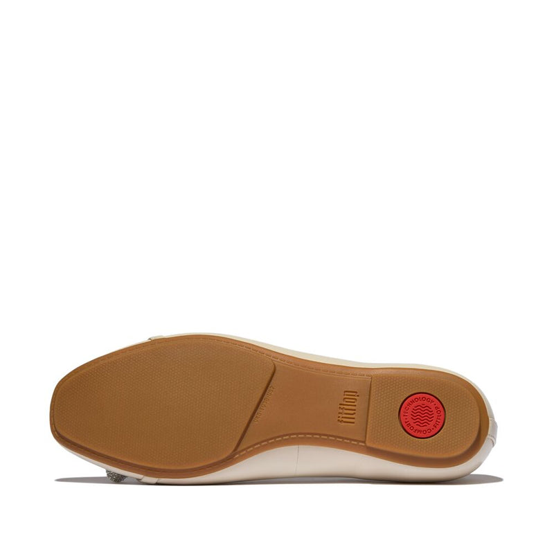 FitFlop Delicato Glitz-Bow Leather Ballet Flats - Paris Beige