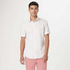 Bugatchi Ooohcotton Miles Flamingo Print Short Sleeve Sport Shirt - Chalk