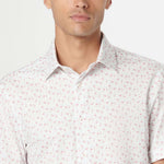 Bugatchi Ooohcotton Miles Flamingo Print Short Sleeve Sport Shirt - Chalk