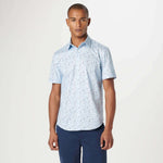 Bugatchi Ooohcotton Miles Beach Day Print Short Sleeve Sport Shirt - Air Blue