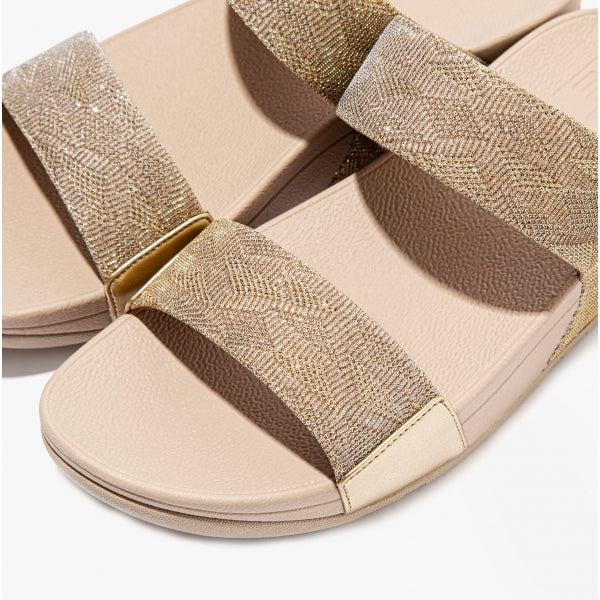 FitFlop Lulu Glitz Slide Sandals - Platino