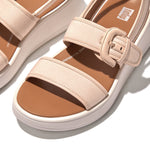 FitFlop F-Mode Flatform Buckle Canvas Backstrap Sandals - Rose Foam