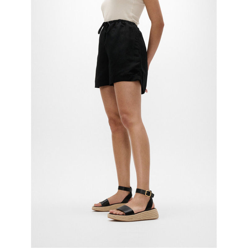 FitFlop F-Mode Espadrille Leather Flatform Ankle Strap Sandals - Black